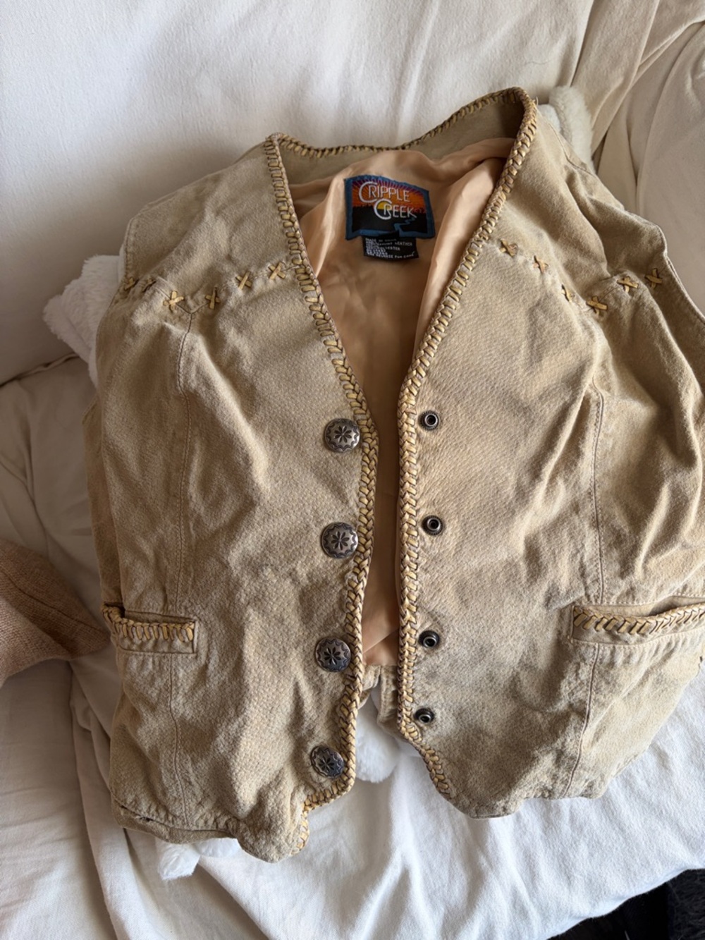 Cripple Creek Women’s Tan Embroidered Button Vest